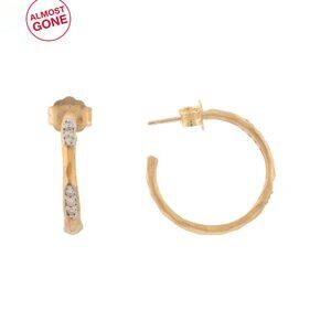 I. REISS Gold/Diamond Made In Israel 14kt Gold Pave Diamond Hoop Earrings